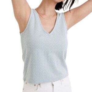 Madewell Jacquard Peekaboo-Back Faded Shale V-Neck Crop Top Size Medium NWOT